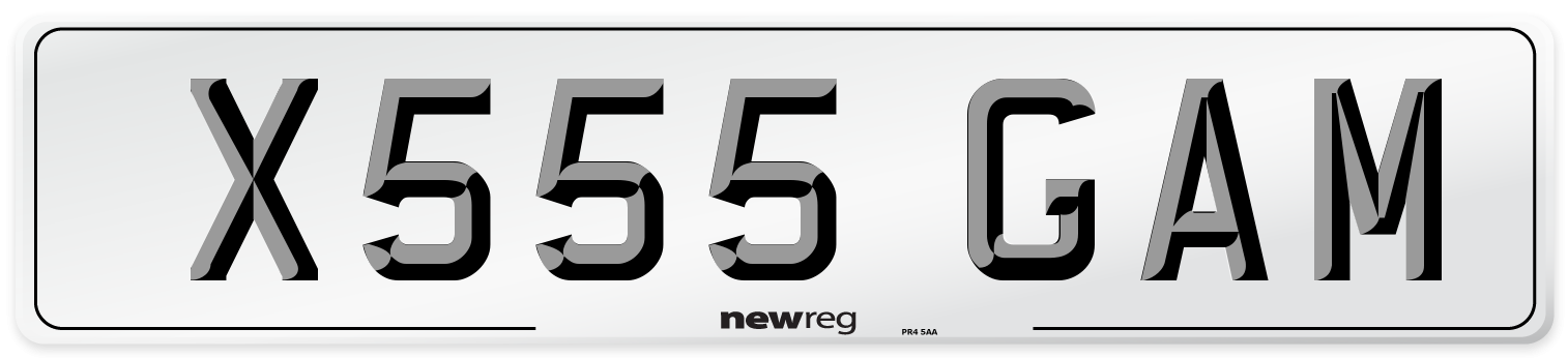 X555 GAM Number Plate from New Reg